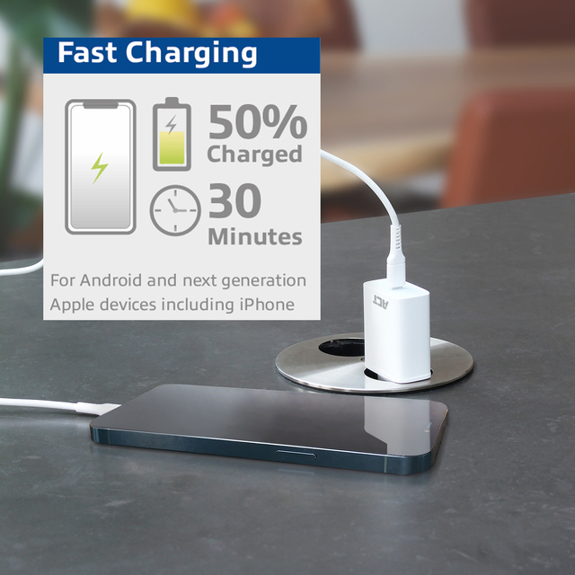 USB-C Charger 110-240V 1 port 20W whiteiPhone 12/13 Previous Ewent EW1320